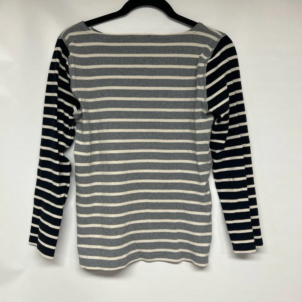 J. Crew Gray and Cream Striped Top
